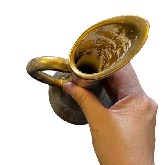 Mid Century Modern Stangl Art Pottery Pitcher Antique Gold-tone Vase Ewer - Picture 3 of 6